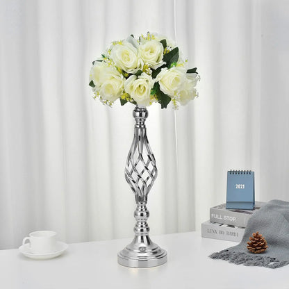 6pcs Silver Metal Flower Vases