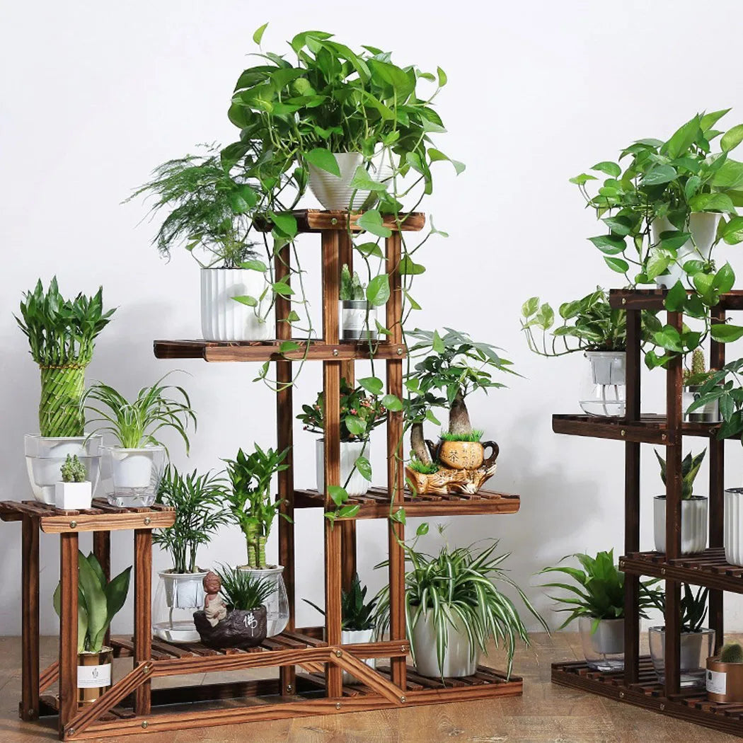 Wooden Plant Stand 5 Tier Corner Shelf Storage Rack for Indoor Outdoor Garden