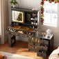 60"W Farmhouse Makeup Vanity Desk with Sliding Mirror and Lights,