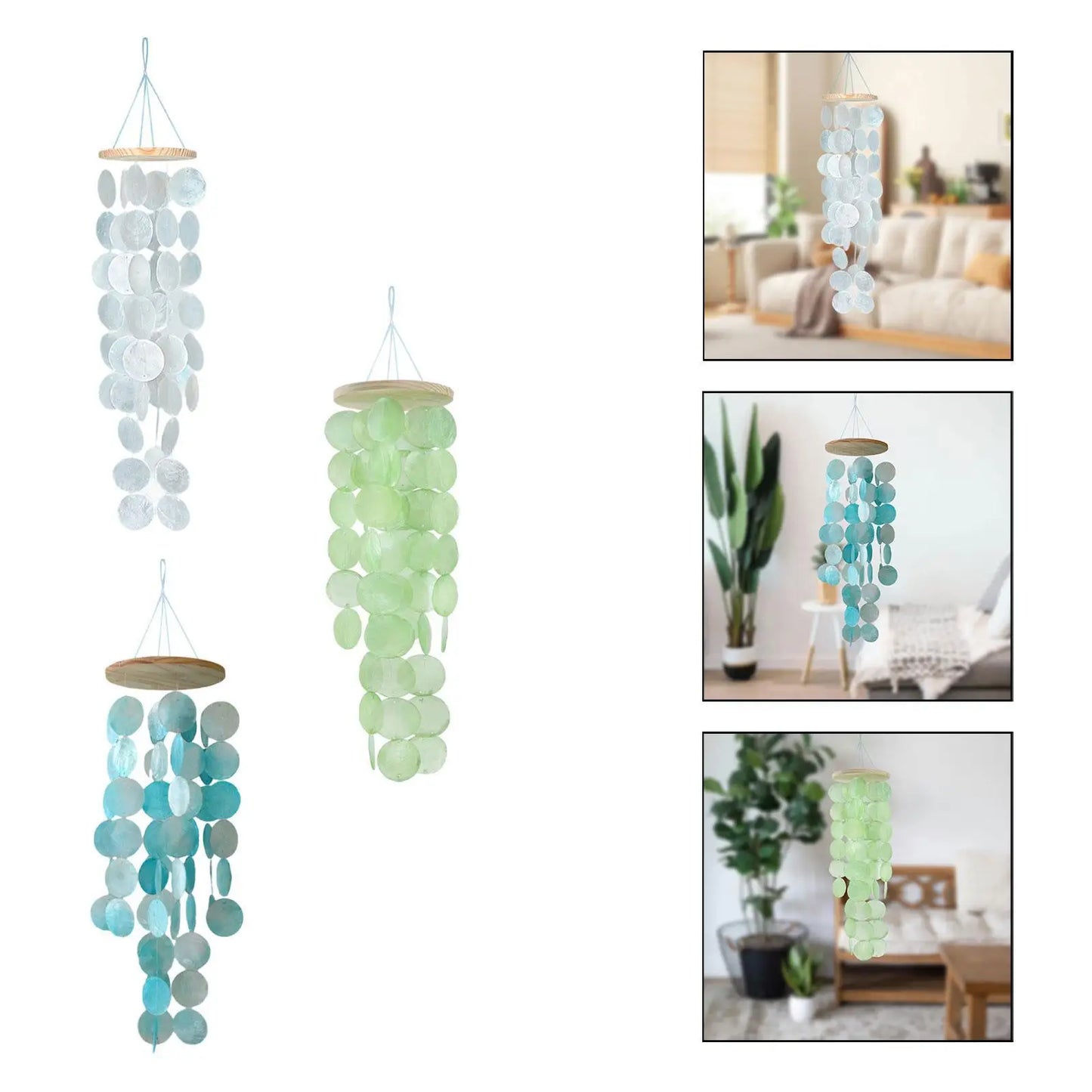 Sea Shell Wind Chimes Decoration 12x45cm for Trees, Fences Lightweight