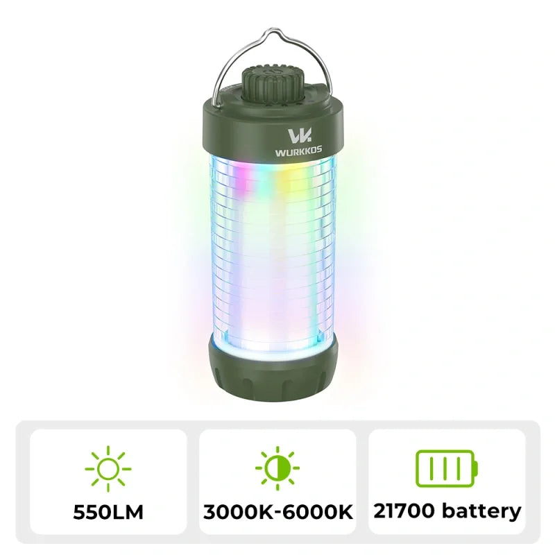 Wurkkos CL01 Camping Lantern 550LM Rechargeable LED Flashlight Waterproof EDC Work Light RGB Torch Power Bank Mini Magnetic Lamp