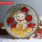 2D Flat, 8-Inch Round Plate  Decorative Ceramic Lucky Cat  1pc White Design
