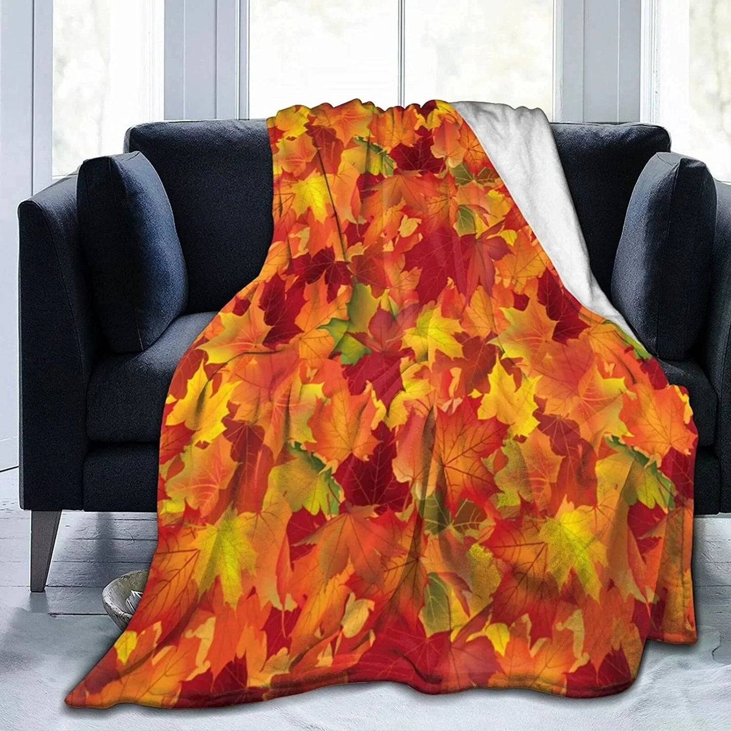 Fall Pumpkin Autumn Blanket Leaves Soft Throw