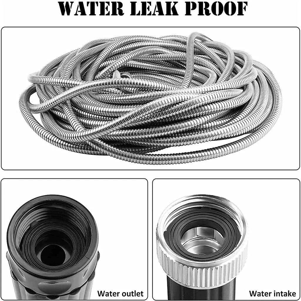 25FT Stainless Steel Metal Garden Water Hose