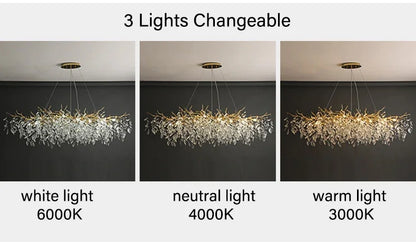 2025 Luxury Gold Crystal LED Chandeliers Living Dining  Lustre Ceiling Pendant Lamps I