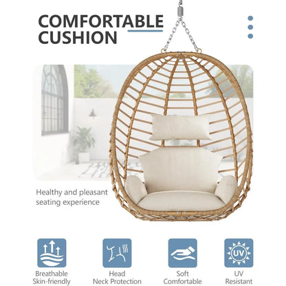 Egg Swing Chair with Stand, Outdoor Patio Hanging Egg Chair, Indoor Hammock Chair