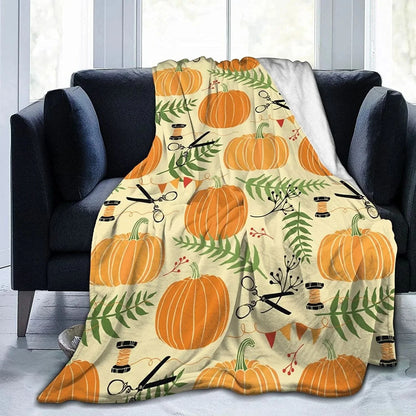 Fall Pumpkin Autumn Blanket Leaves Soft Throw