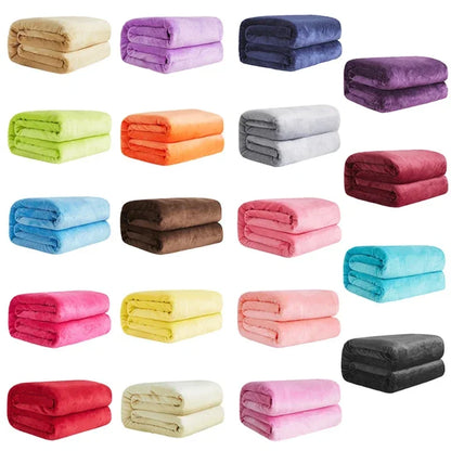 Coral Fleece Flannel Blankets Solid