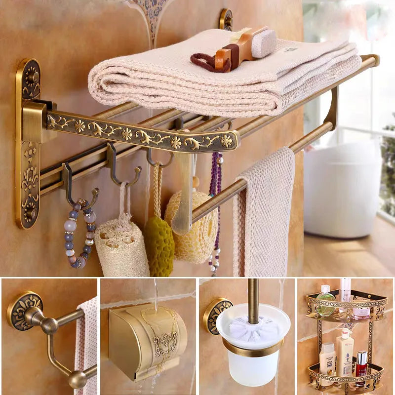 Tuqiu Antique Bathroom Hardware Towel Rack,Paper holder Toilet Brush Holder,hooks