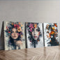 2D Flat, 3pcs wooden framed canvas painting