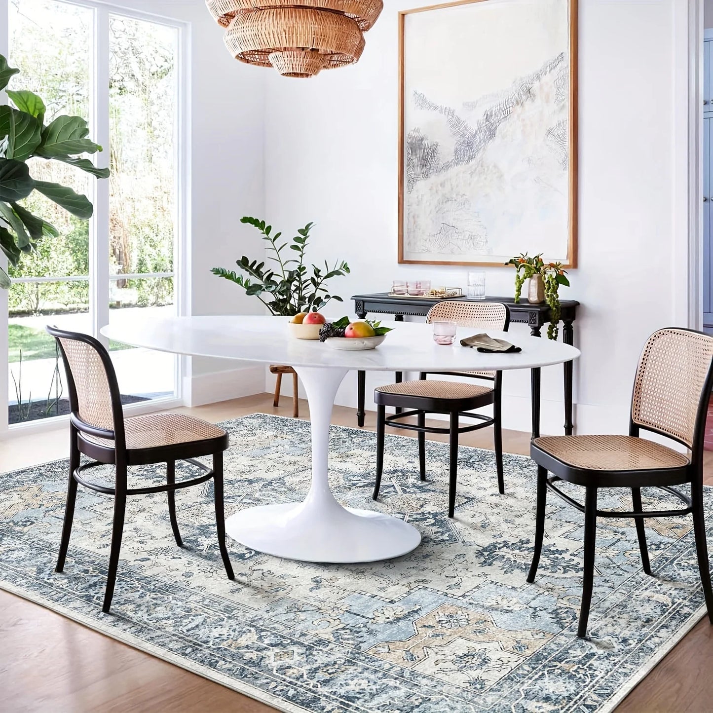 Area Rugs for Living Room, Machine Washable Non Slip Vintage Retro Rugs,