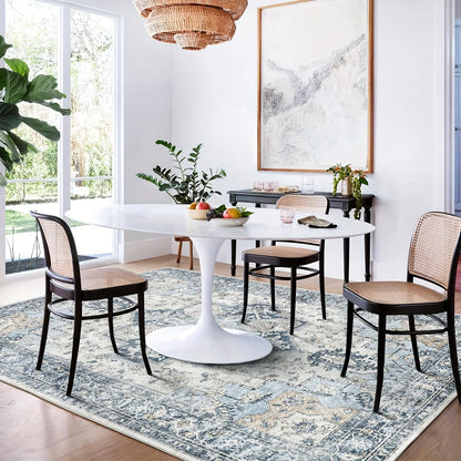 Area Rugs for Living Room, Machine Washable Non Slip Vintage Retro Rugs,