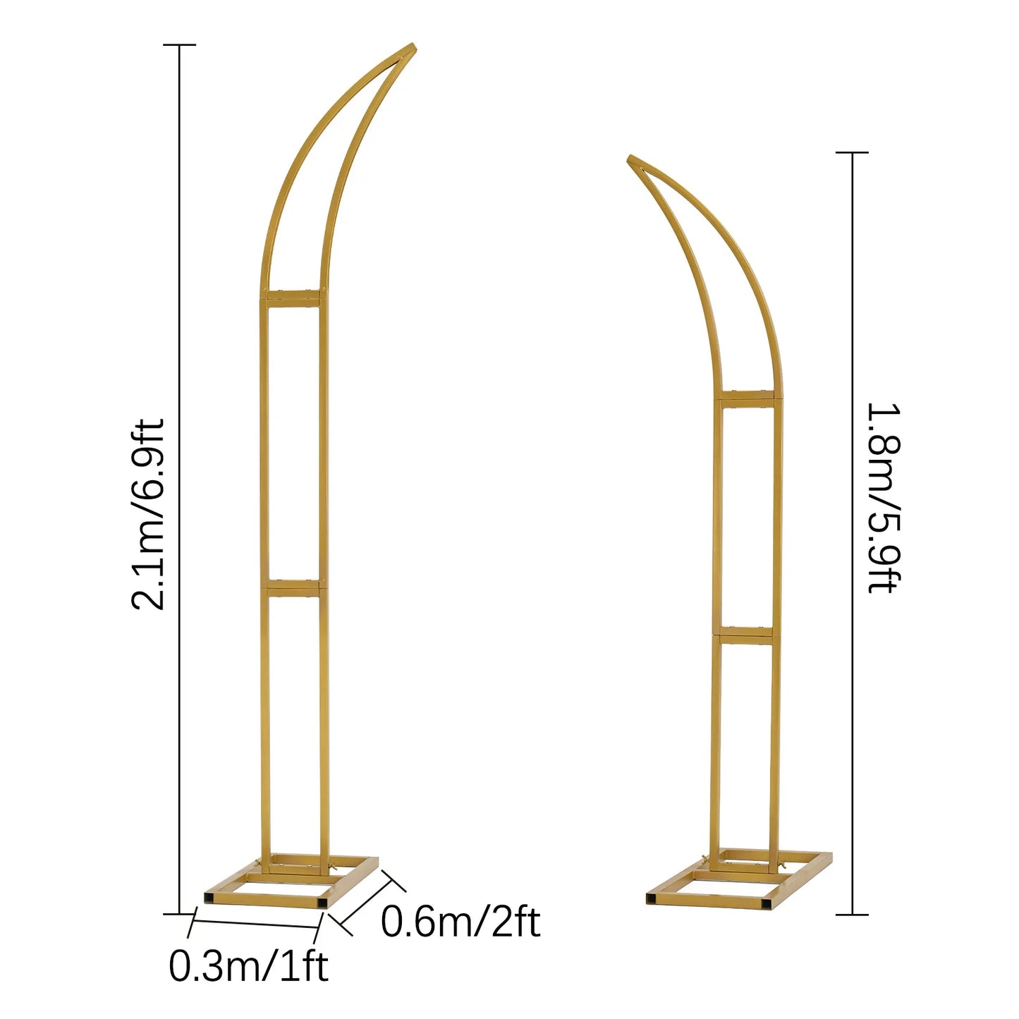 2pcs Curved Wedding Arch Backdrop  5.9ft,6.9ft Half Moon Stand