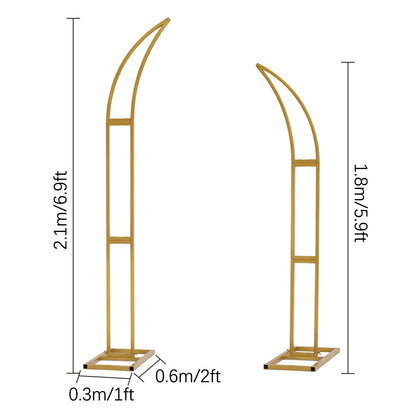 2pcs Curved Wedding Arch Backdrop  5.9ft,6.9ft Half Moon Stand