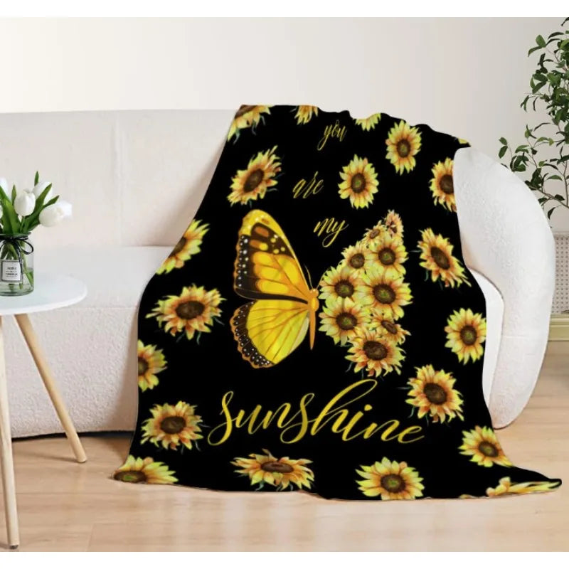 Sunflower butterfly blanket for sofa bed