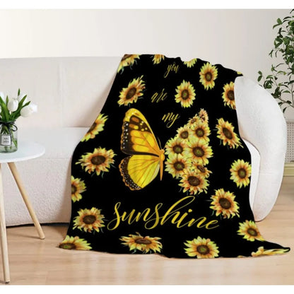 Sunflower butterfly blanket for sofa bed