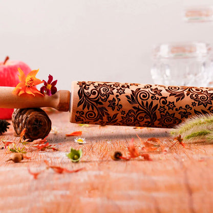 1 pcs Wooden Sunflower Embossed Rolling Pin