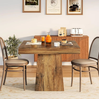 Tribesigns Square Dining Table for 4, Kitchen Table Sturdy Pedestal Base, Farmhouse Dining Roo