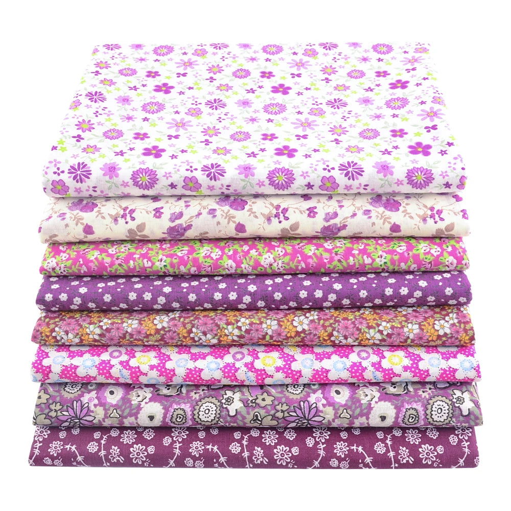 8PCS Pack Square Multicolor Printed Cotton Fabric For Sewing Quilt