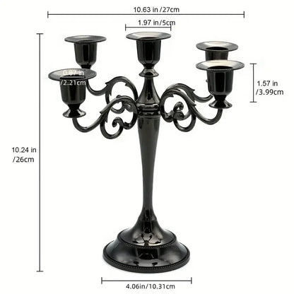 5 Arm Matte Black Candelabra Taper Candle Holders