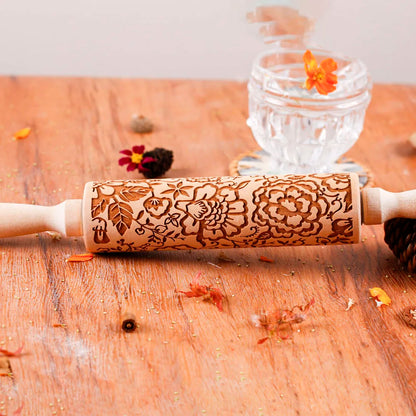 1 pcs Wooden Sunflower Embossed Rolling Pin