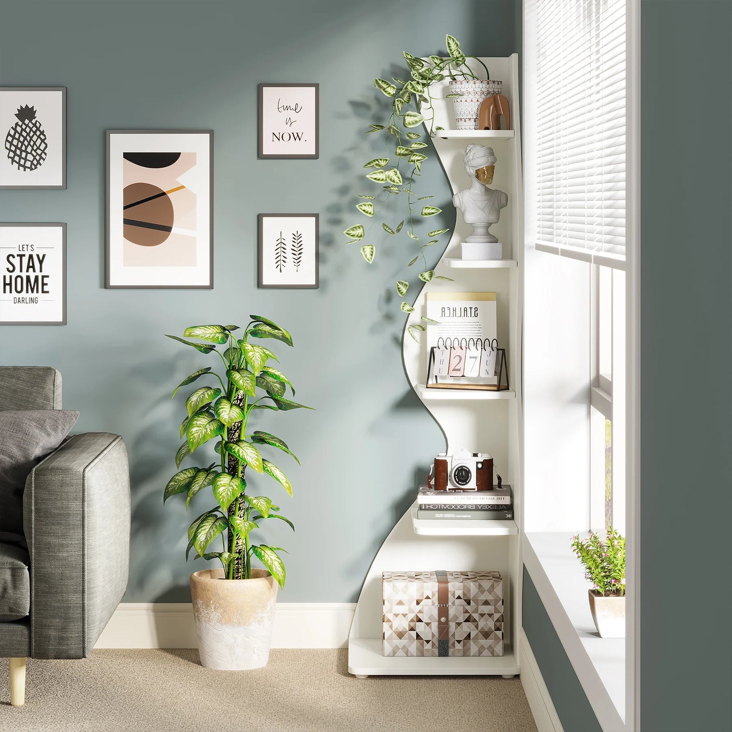 Tribesigns Corner Shelf, Modern 5-Tier Wall
