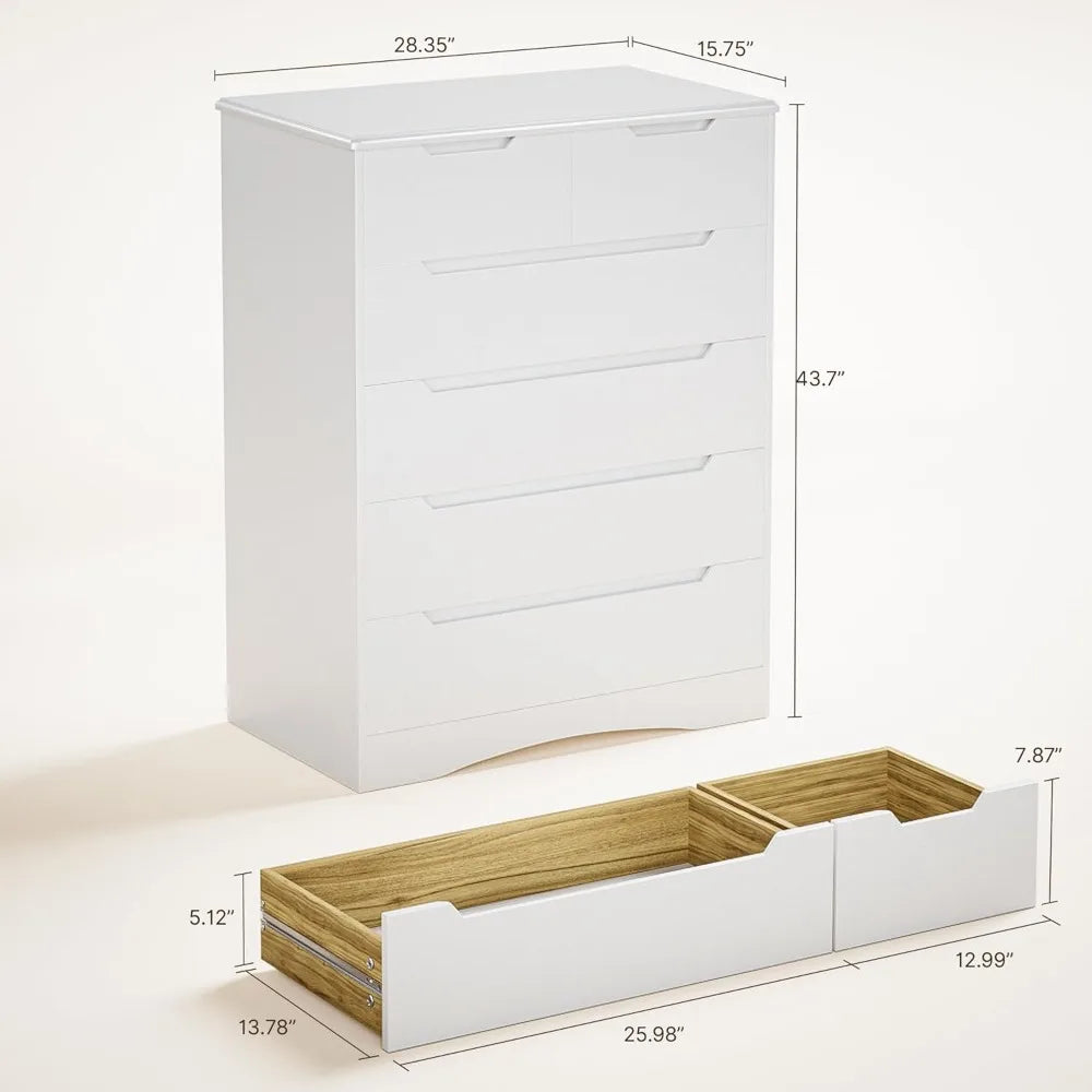 6 Drawer Dresser, Chest of Drawers  for Bedroom, Tall Dresser