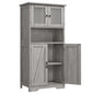 Free Standing Kitchen Pantry Cupboard with 4 Doors with Tempered Glass Doors
