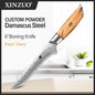 XINZUO 1-8pcs Kitchen Knife Set 73 Layers Custom Damascus Steel  with Olive Wood Handle