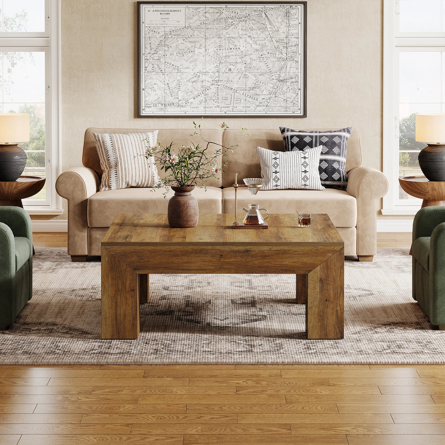 Tribesigns 39.4-Inch Square Coffee Table for Living Room, Farmhouse