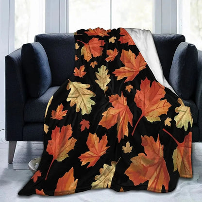 Fall Pumpkin Autumn Blanket Leaves Soft Throw