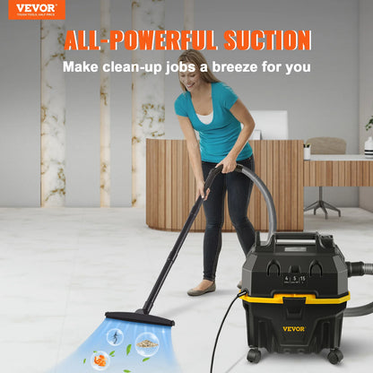 SucceBuy Portable Wet and Dry Vacuum Cleaner 15L 1200W Power Strong Suction Vacuum Cleaner & Air Blower