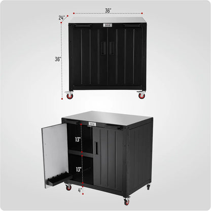 Outdoor Grill Cart with Storage Cabinet and Stainless Steel Top,  Grill Station with Door,