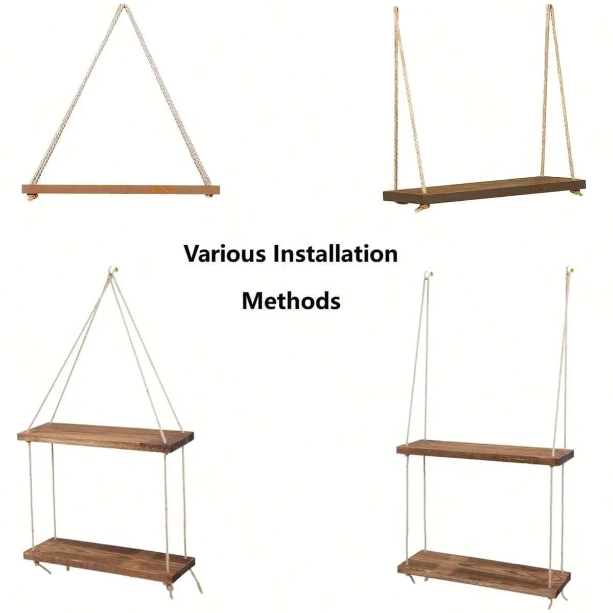 1PC Wooden Swing Hanging Wall Shelve