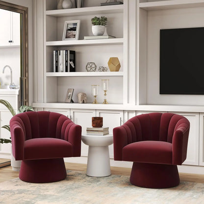 360° Swivel Velvet Upholstered Barrel Chair Set 2 Living Room Reading Round Armchair, 15 different colors