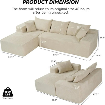 Cloud Sectional Couch with L-Shape Chaise