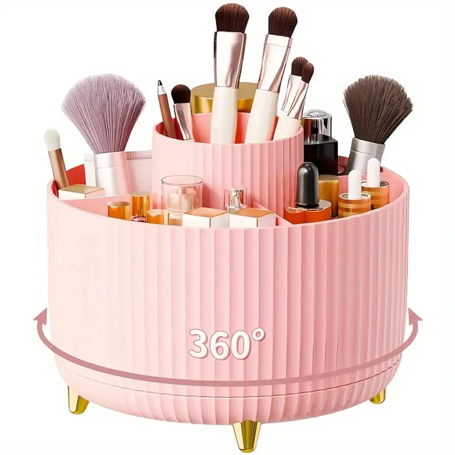 360° Rotating Makeup Organizer - 1pc with 5 Compartments