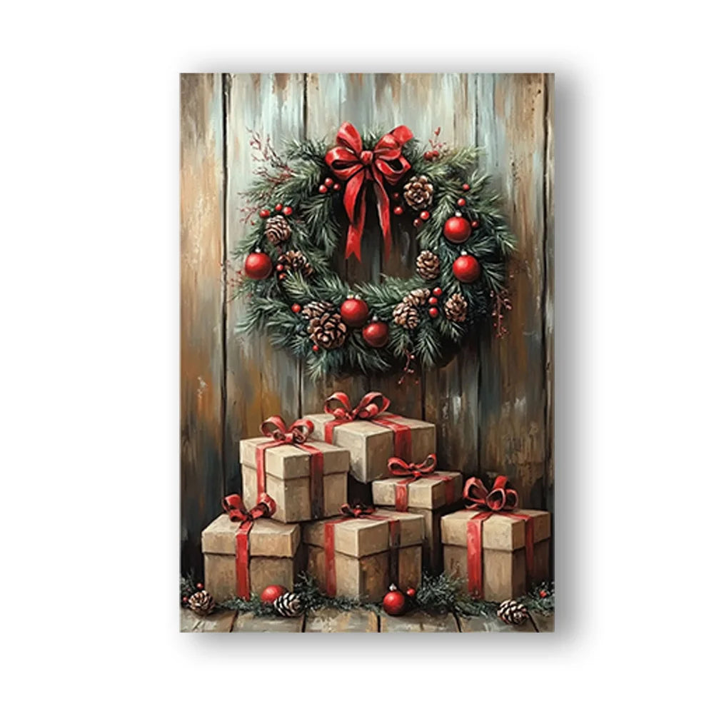 3pcs Eclectic Vintage Christmas Canvas Wall Art