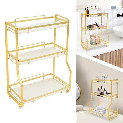 3 Tier Bathroom Countertop Organizer, with Small Storage Basket for Skincare Makeup