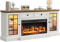 Modern 70 Farmhouse TV Stand with 36 LED Electric Fireplace, Storage Cabinet & Drawer for 80 TVs