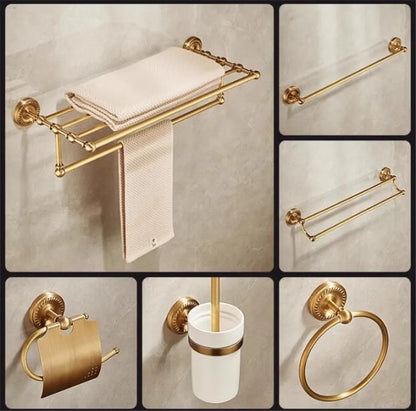 Bathroom Accessories Brass Antique Towel Rack,Paper holder Toilet Brush Holder,Towel Hanger Bath Hardware