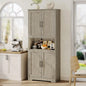70 Inch Tall Kitchen Pantry Cabinet, Freestanding Storage Cabinet with 4 Doors and Adjustable Shelves,