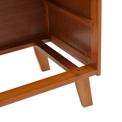 Vintage Style Kitchen Storage Cabinet, 2-Tier Bamboo Sideboard with Smooth Drawers for Kitchen and Dining Area