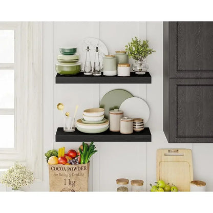 Floating Shelves Set of 6 Wall Mounted Wooden Storage Shelves