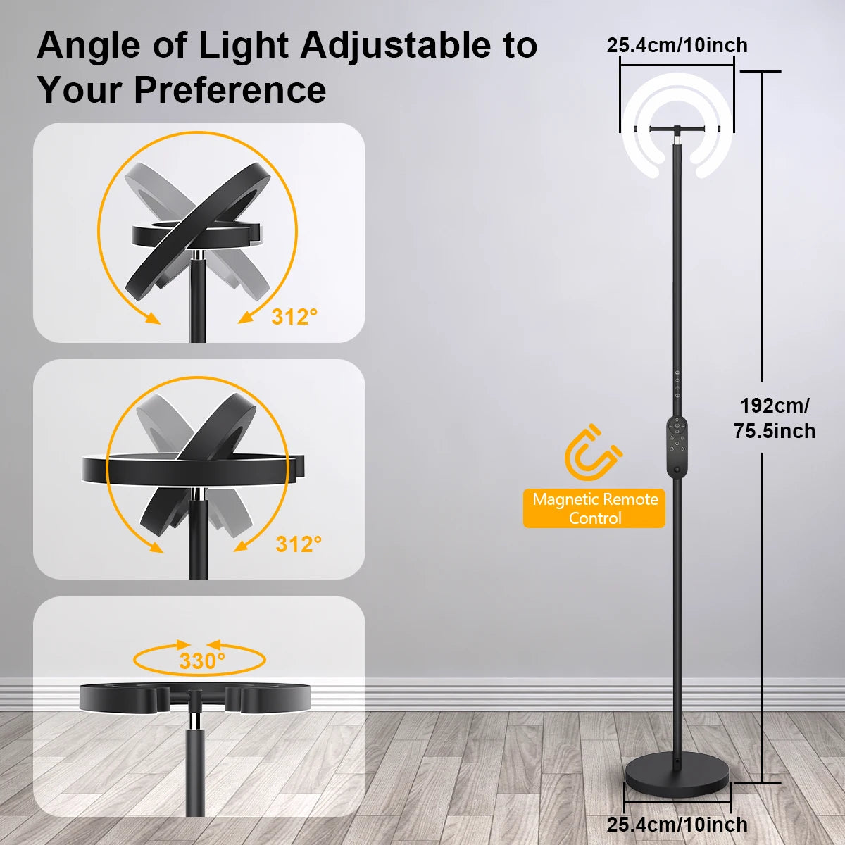 Modern Standing LED Floor Lamp with 2 Rotatable Lights