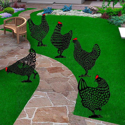 Acrylic Animal Garden Stakes Decorations Hen  For Outdoor Yard Lawn