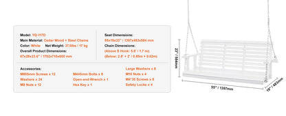 SucceBuy Wooden Porch Swing 5 ft  for Courtyard Garden  880 lbs Strong Load Capacity Chair Bench