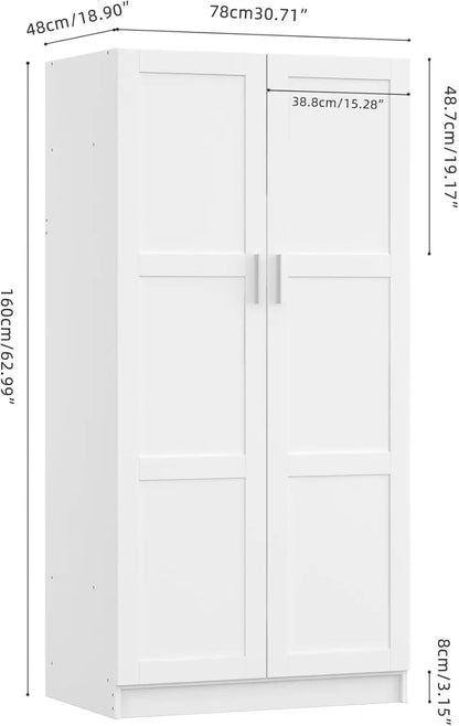 Modern 2 Door Wardrobe Bedroom Armoires Closet Clothing Storage Cupboard with 2 Shelves