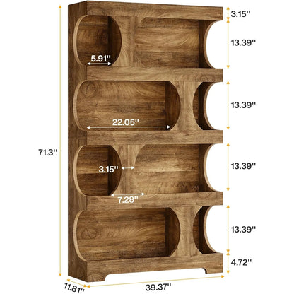 Modern Asymmetrical Bookshelf, with Classic Shape,Large Library BookShelf for Living Room, Home Office