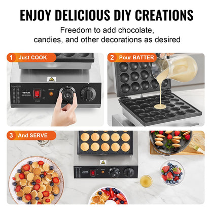 SucceBuy Electric Waffle Maker 25PCS Mini Dutch Pancake Maker Kitchen Home Appliance